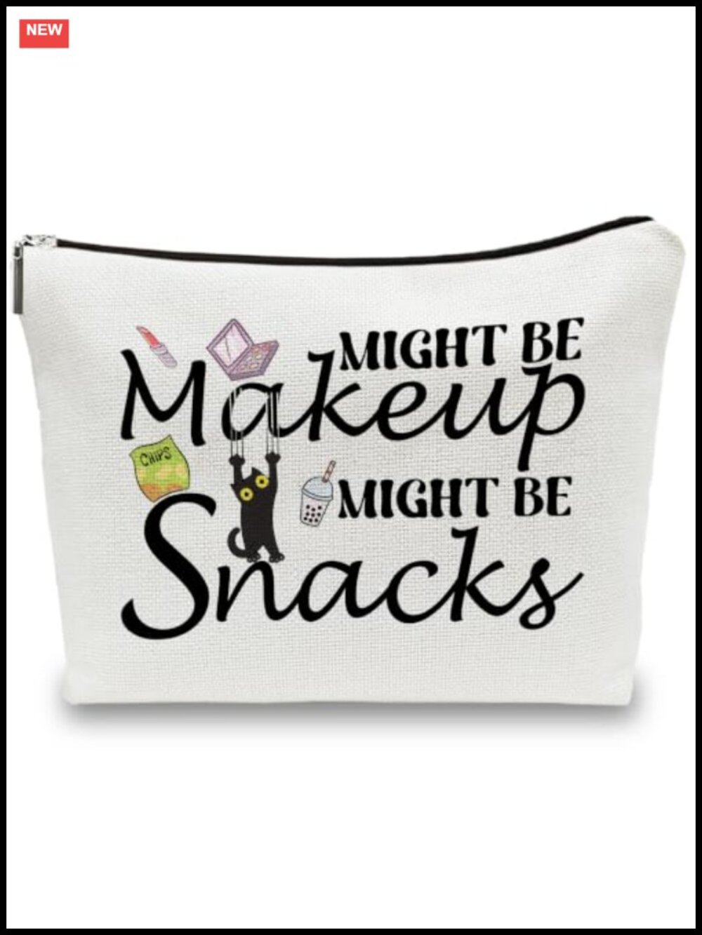Funny Snack Travel Makeup Bag Canvas Zipper Organizer Purse for Women